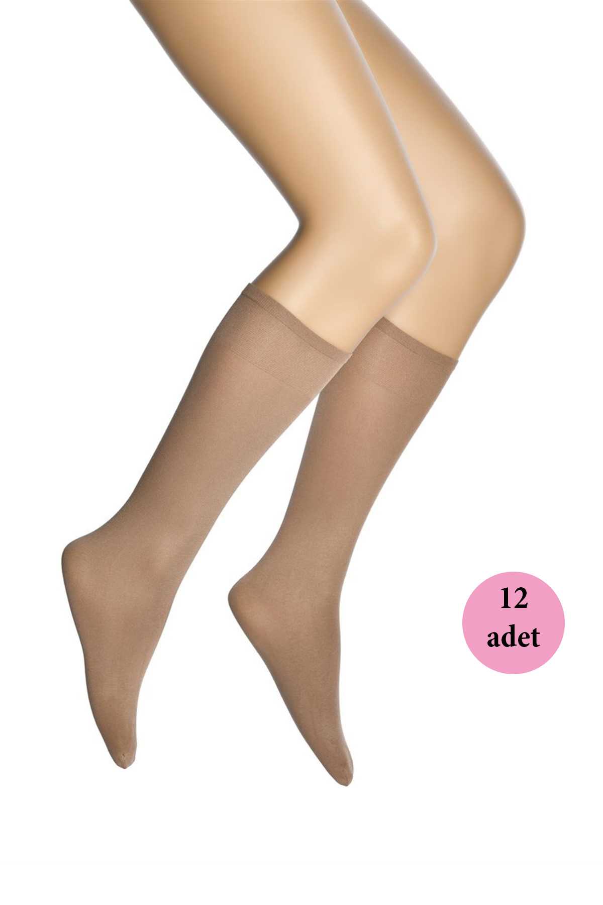 12 Adet Mikro 70 Dizaltı Kadın Çorap Bronz 38