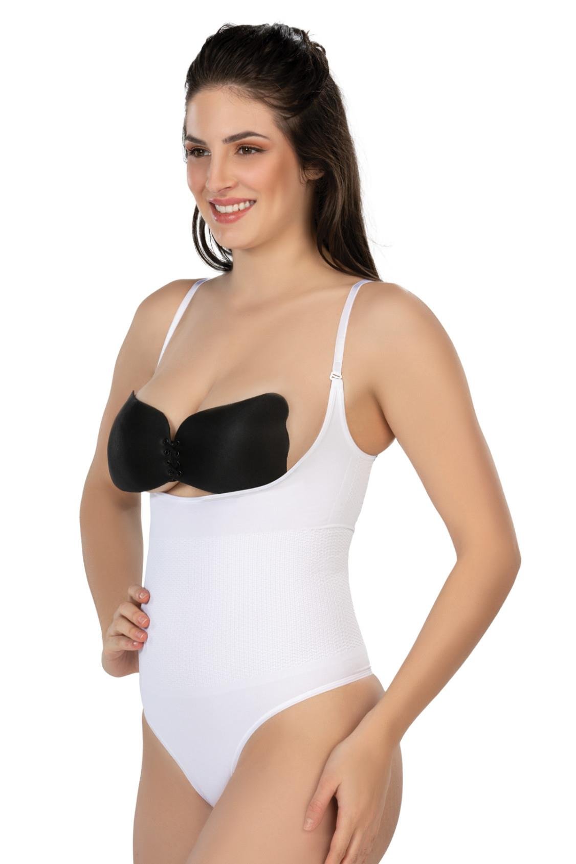 BEYAZ MI Emay 2076 Göğüsü Açık String Body Korse