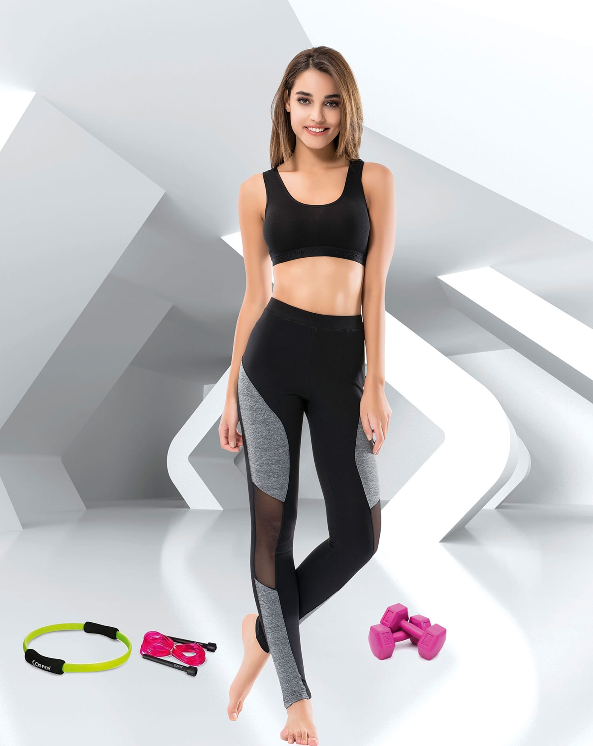 Derya Kurşun Transparan Sporcu Kadın Tayt 0546