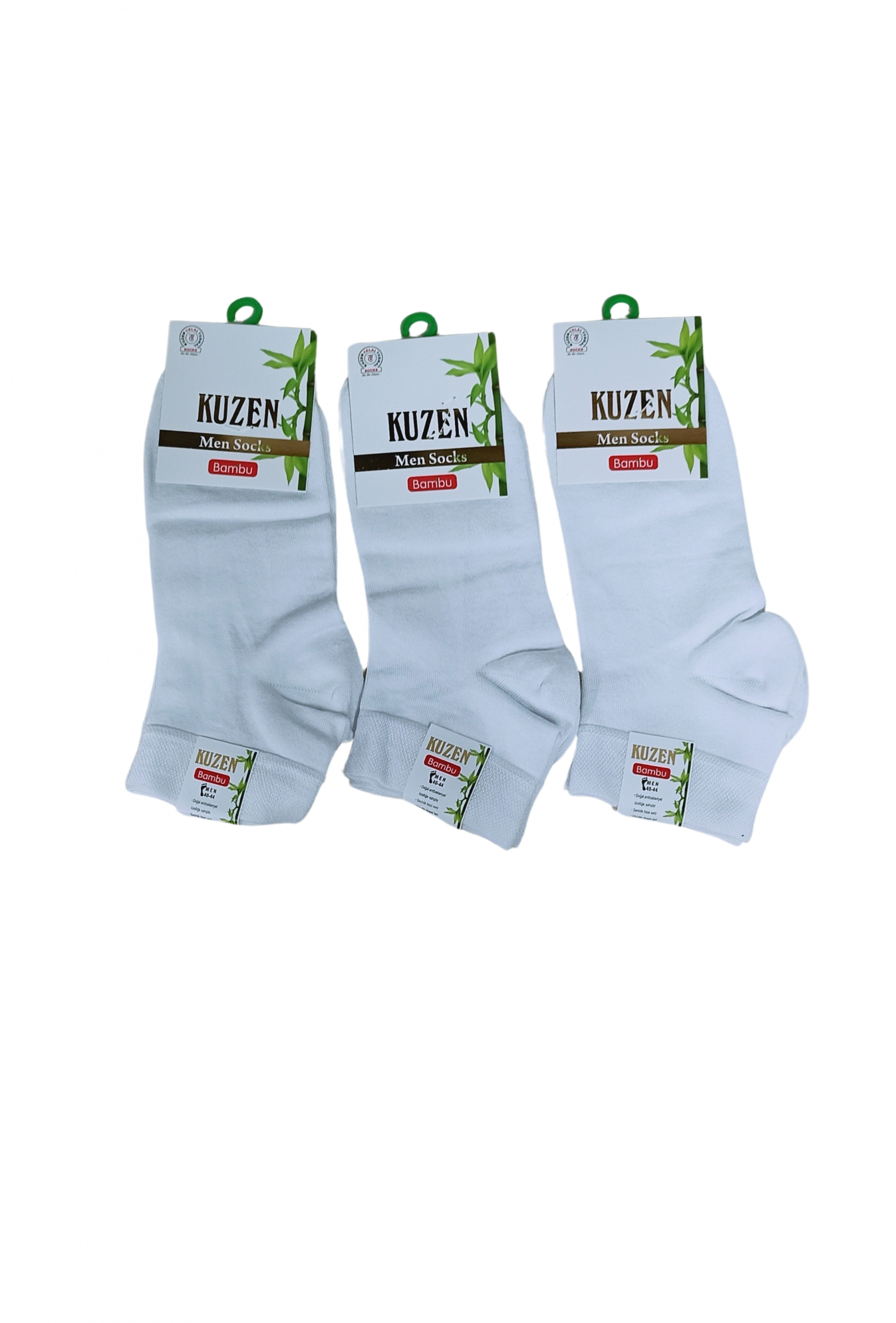 Kuzen Dikişsiz Yarım Konç Beyaz Bambu Erkek Çorap 12 Adet