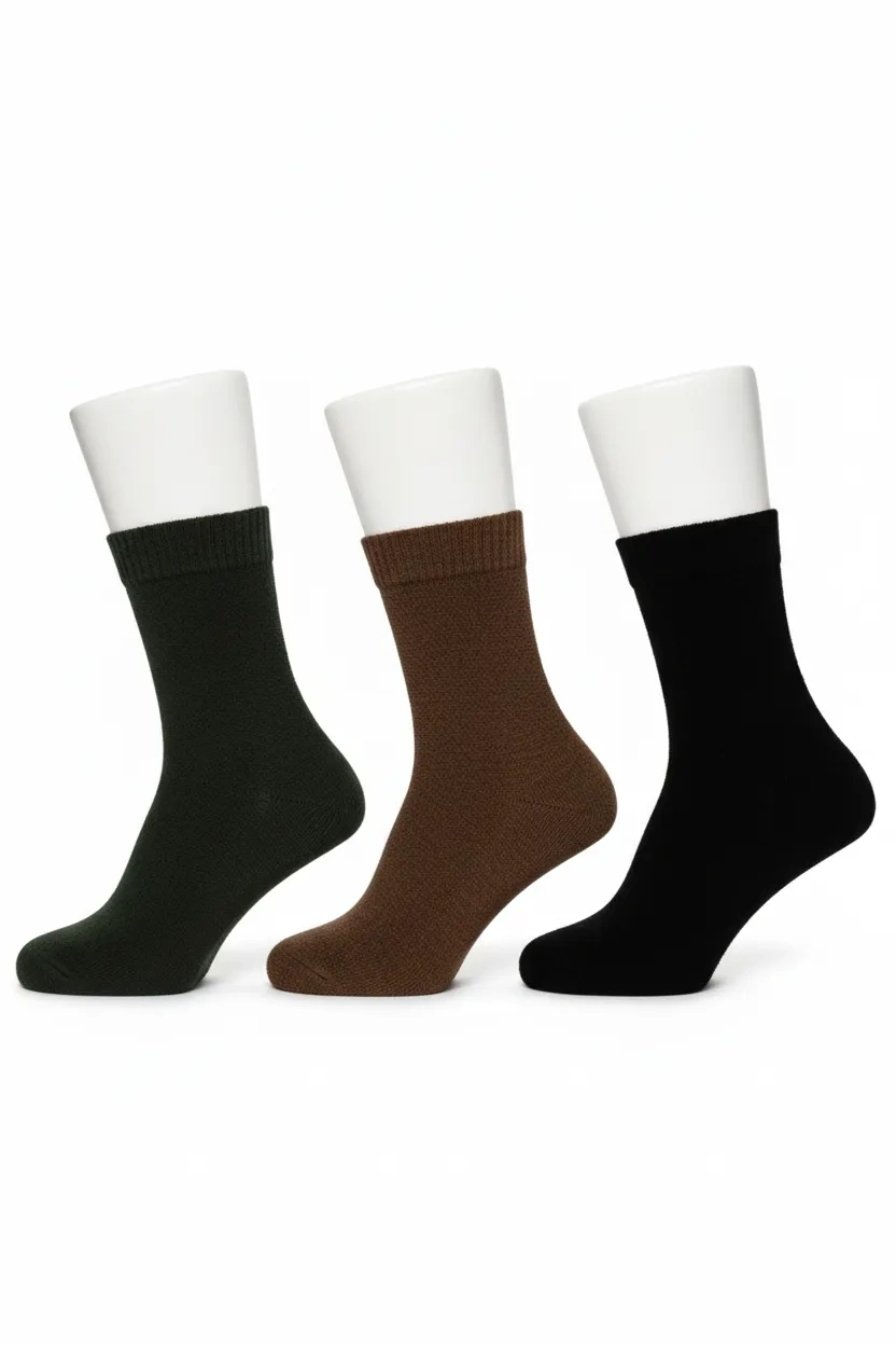 Leroni Dikşsiz Organik Pamuk Termal Havlu Çorap, Bileği Sıkmayan Lastik- 6 Adet