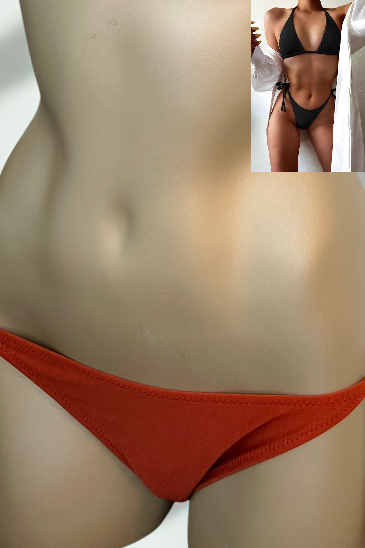 Özel Tasarım Bağlamalı Kiremit Rengi Bikini Alt