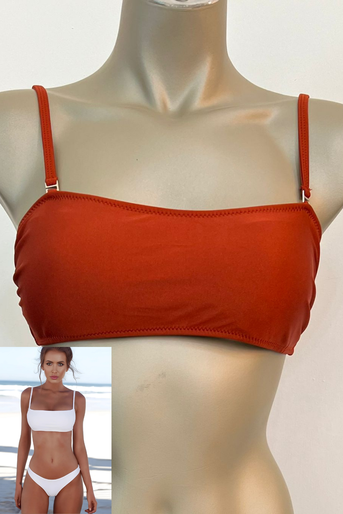 Özel Tasarım Kiremit Rengi Şık Bikini Üst