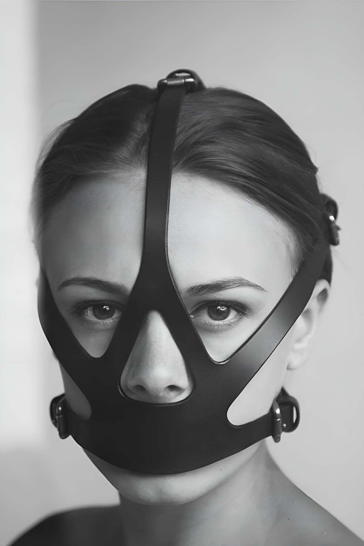 Seksi Deri Kadın Ağız Maske, Fantazi Ağzı Kapalı Yüz Maskesi - APFT1154