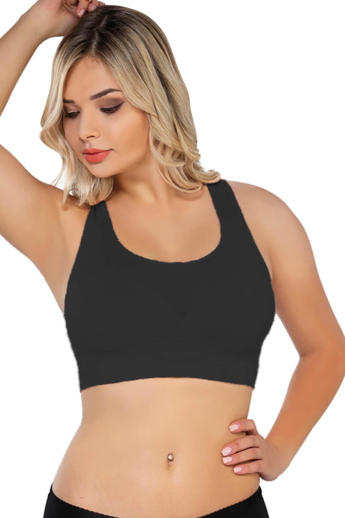 SİYAH MI Emay 4027 Seamless Tül Pedli Toparlayıcı Büstiyer