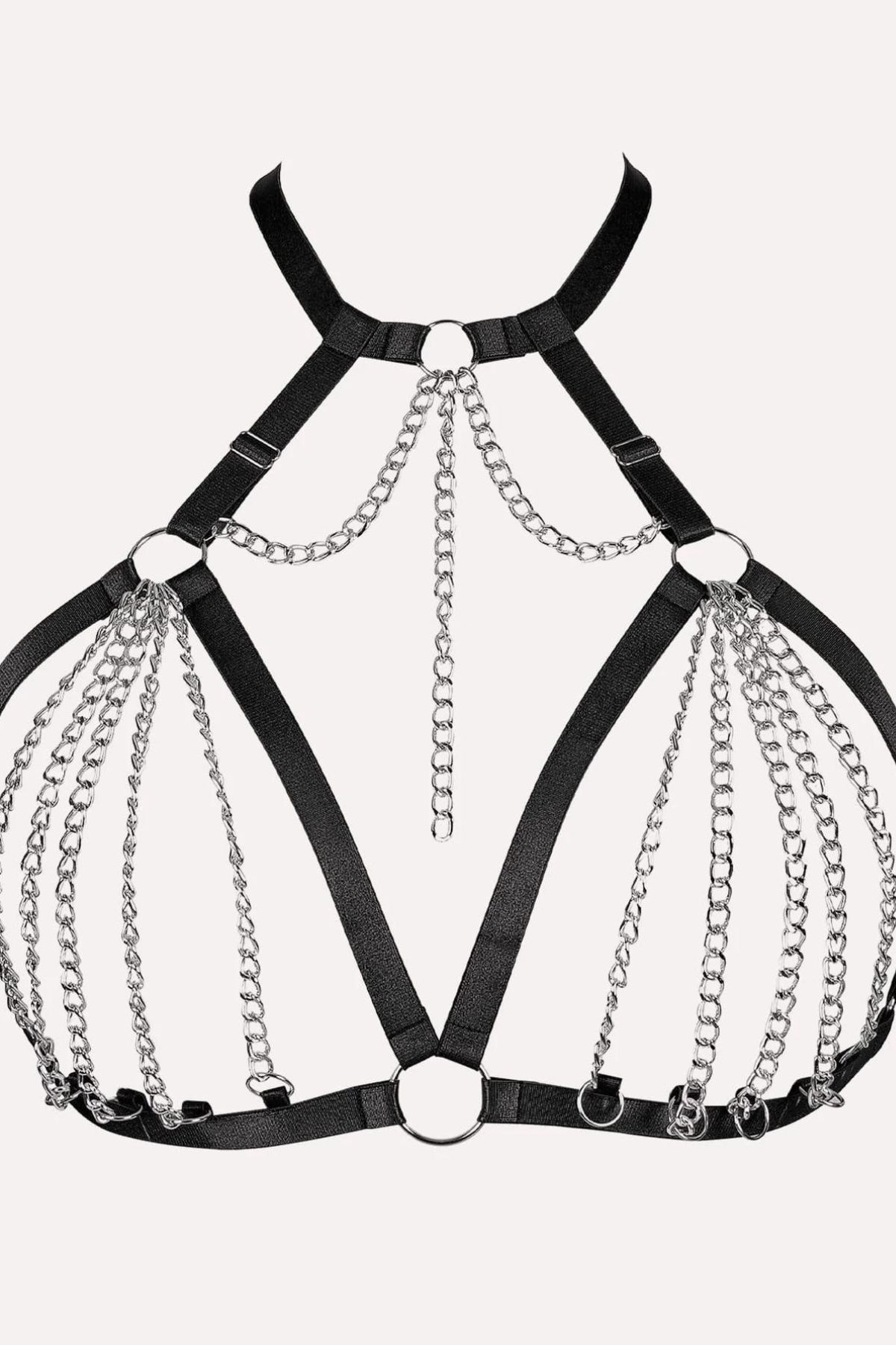 Zincirli Lastik Seksi Göğüs Harness - APFT805
